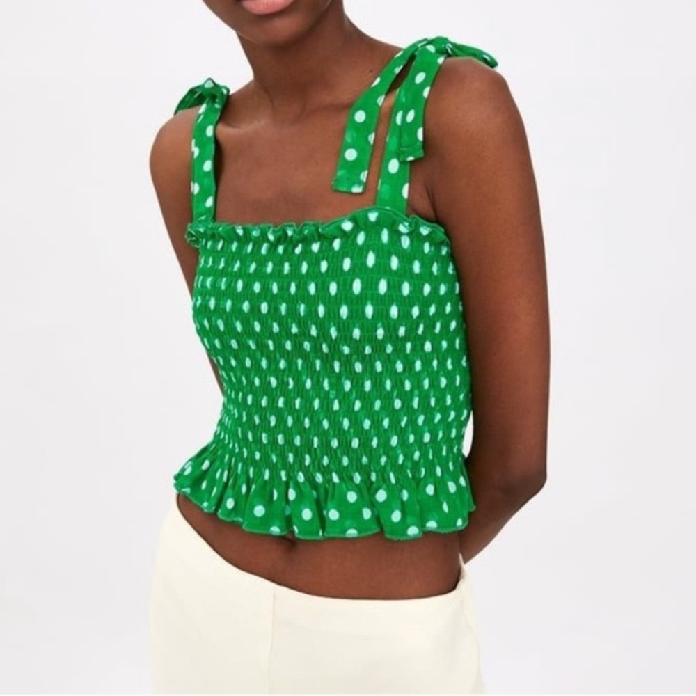 Zara Green Polka Dot Crop Top